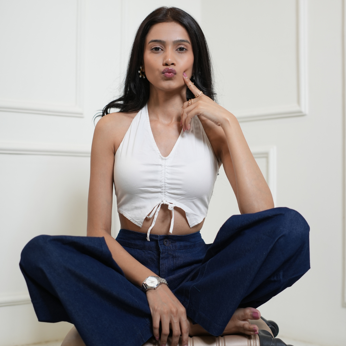 Day-Off Denim Pants with Elasticated Waistband