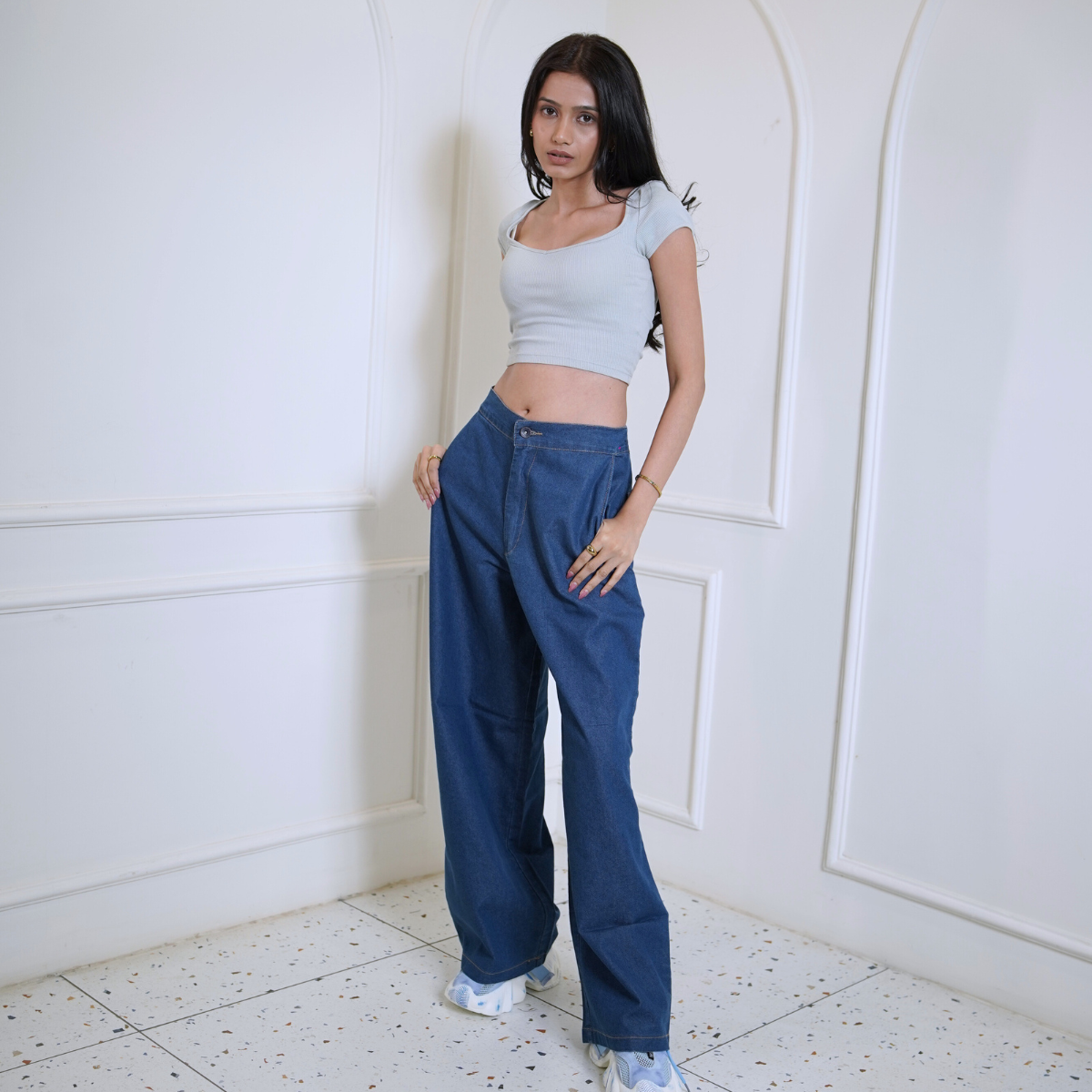 Day-Off Denim Pants with Elasticated Waistband